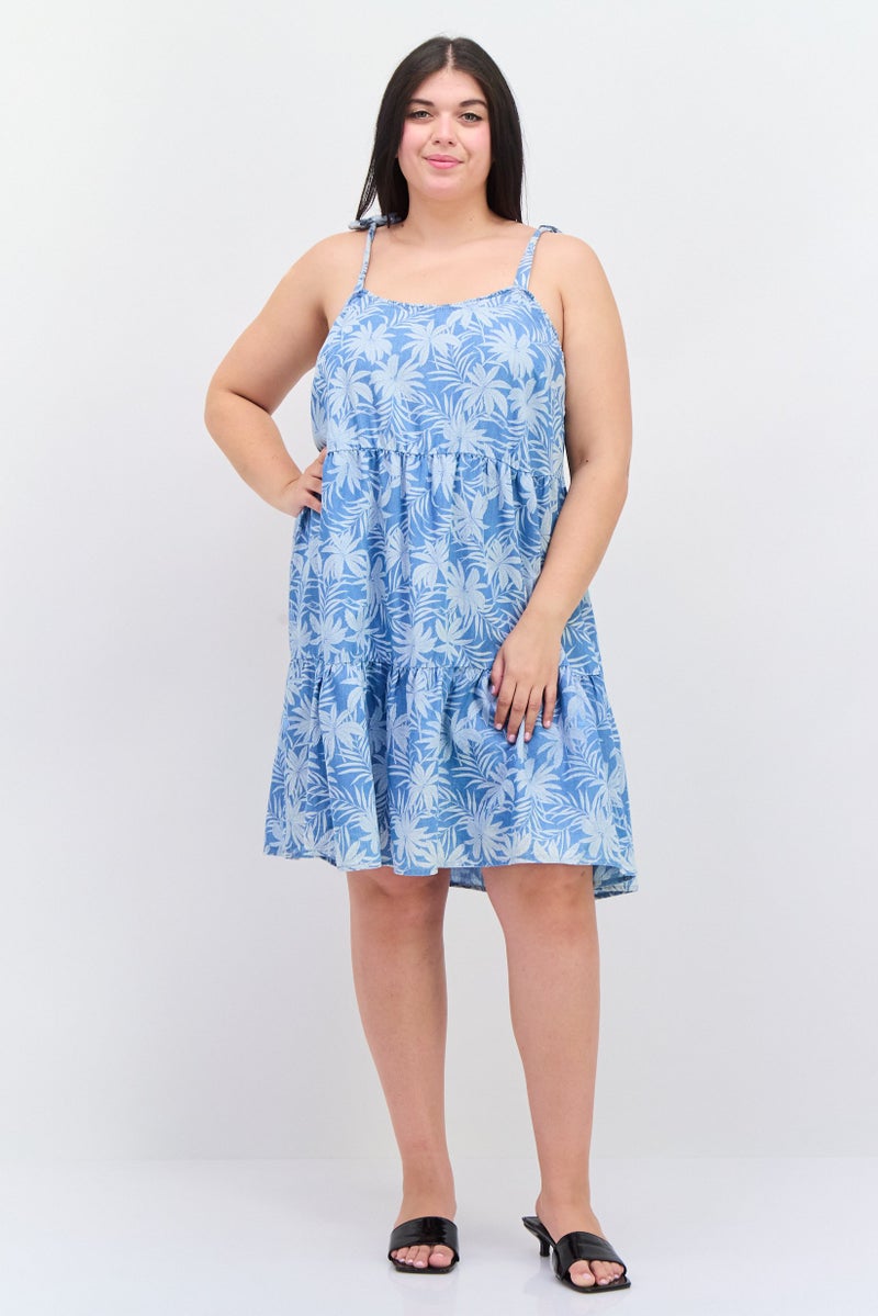 Jessica Simpson Women Plus Size Printed Mini Dress, Blue - Image 4