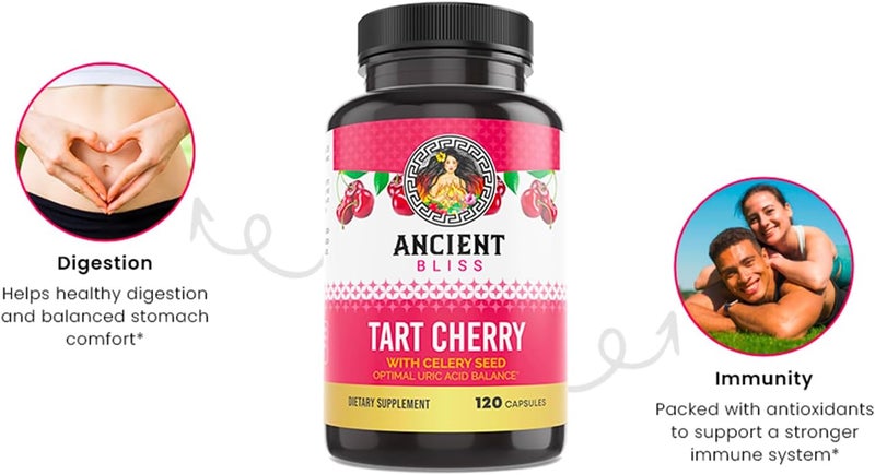 Ancient Bliss Tart Cherry Capsules Inflammation  Joint Support Supplement for Men  Women Tart Cherry Supplement to Support Digestion Sleep  Vitality 120 Capsules - Image 3