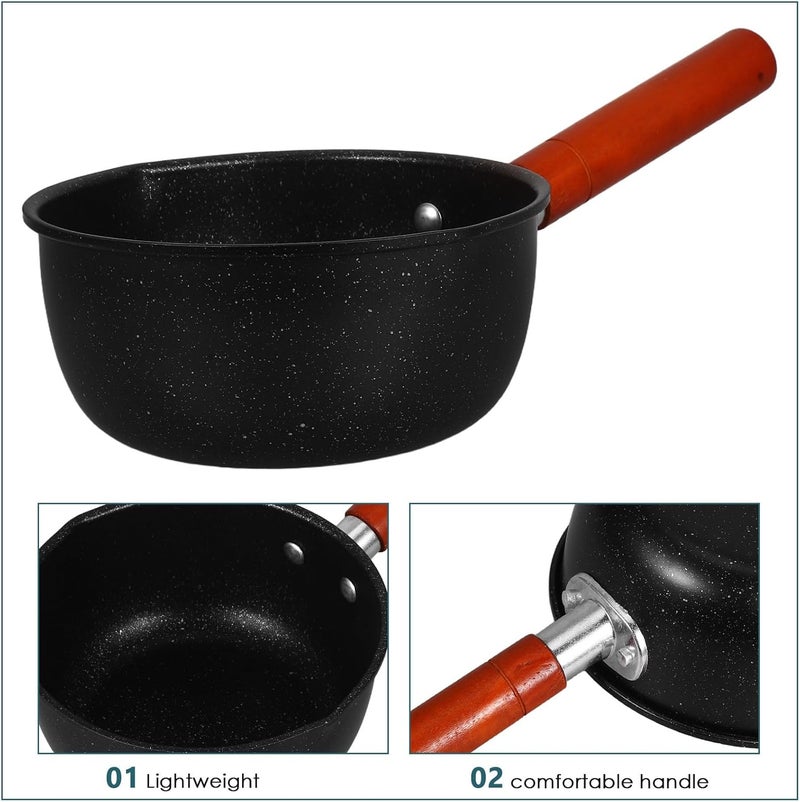 Mini Japanese Yukihira Saucepan 16cm Non-stick Milk Pan with Handle Small Pot for Food and Soup Cooking - Image 3
