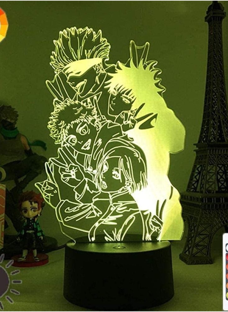 althiqahkey 3D Illusion Lamp LED Night Light Anime Jujutsu Kaisen Group Satoru Gojo Team Jujutsu Kaisen for Sudadera Sin Capucha Birthday Gift Lighting  - Image 3
