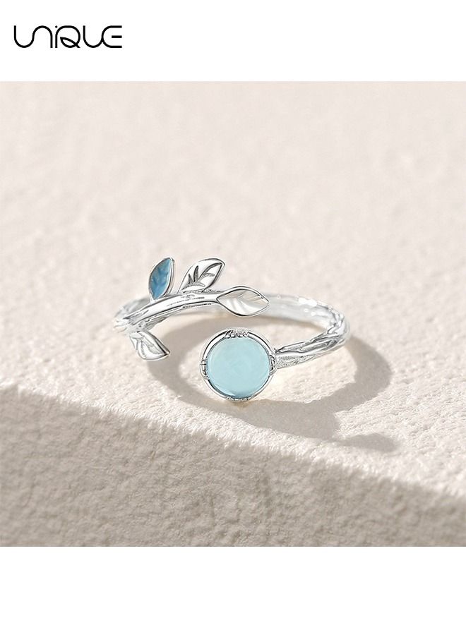 Unique Starry Sky Glazed Leaf Necklace Ring Bracelet Women, Light Luxury Design Sense High-grade Collarbone Chain Suitable for women, 3 pieces - Image 4
