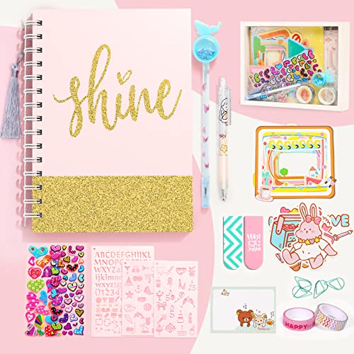 Arulis DIY Journal Kit Gifts for Girls Age of 8 9 10 11 12 13 Years Old and Up Girls Journal Set for Teen Decorate Her PlannerOrganizer Birthday Gift Cute Art Crafts Scrapbook Stationary Kit - Image 1
