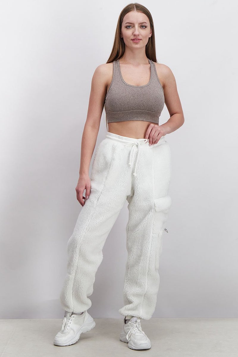adidas Originals Women Regular Fit Textured Drawstring Sportswear Pants, White  - Image 4