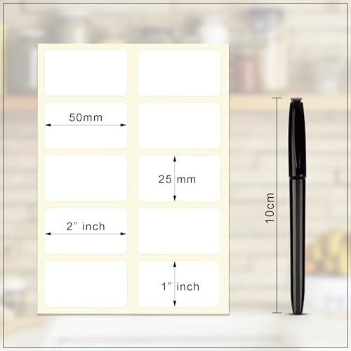 GLUN ® 200 Pcs Waterproof Pearl White Vinyl Stickers Self Adhesive (No Residue) with Black Marker for Mason Jars Glass Bottles, Decals Craft, Kitchen Jar Labels Bottle Stickers 25x50mm - Image 2