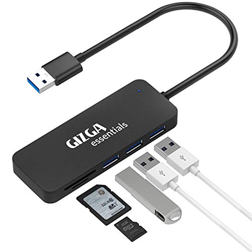 GIZGA Essentials High Performance USB Hub with Card Reader, 5 in 1 USB Hub, Fast Data Transfer, 3 USB 2.0, Micro SD, TF Data Transfer Upto 480Mbps for Laptops, Smartphone, MacBook, Chromebook, Black - Image 1