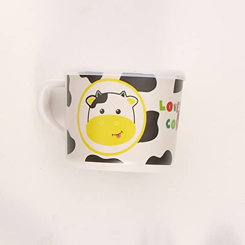 Fekdod Kids Dinnerware Set Bamboo 5 Pcs with Plate Bowl Cup Fork Spoon (Cow) - Image 4