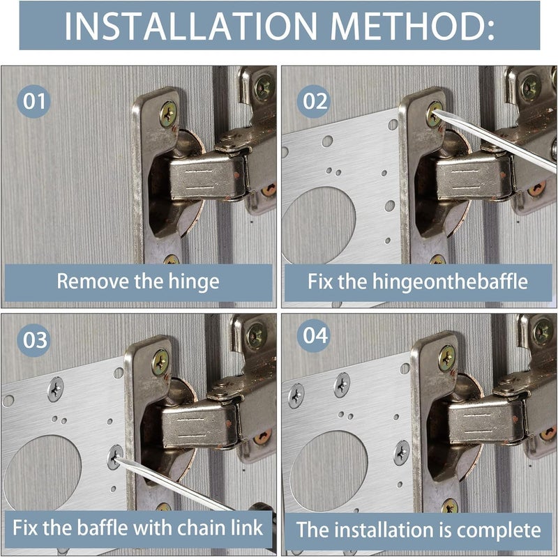 Hinge Repair Plate, Hinges Fixing Plates, Stainless Board, Kitchen Cupboard Door Brackets Kit, Plate Bracket Kit with Mounting Screw (4), Steel - Image 4