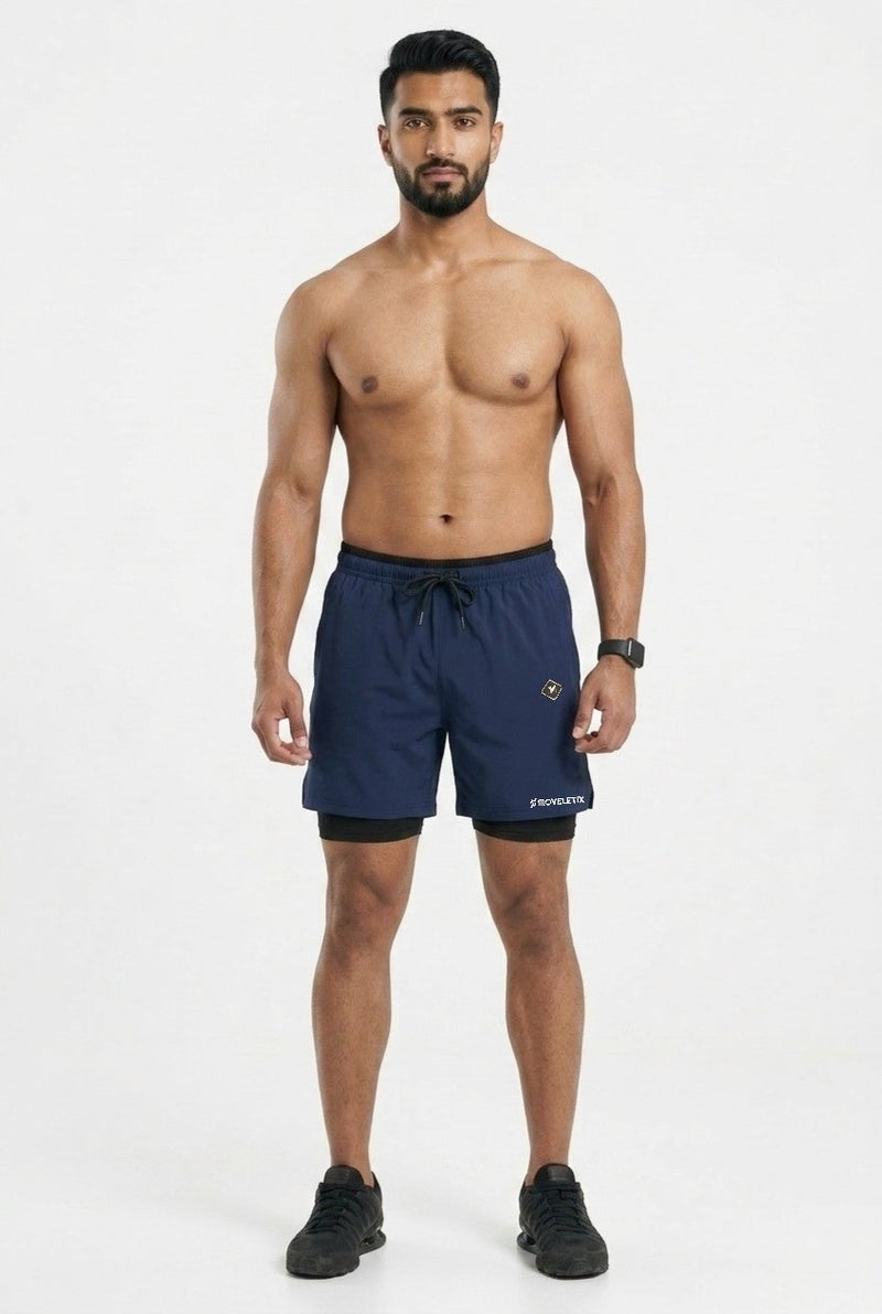 Moveletix Men's 2in1 Training Shorts Blue - Image 4