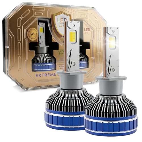 CARZEX Smart AI H1 LED High Beam Headlight Bulbs for Cars, 250W (125 Watts x 2), 18,000 Lumens Super Bright Conversion Kit for Cars, 6500K Cool White, AI App Controlled | Set of 2 | 1 Year Warranty - Image 1