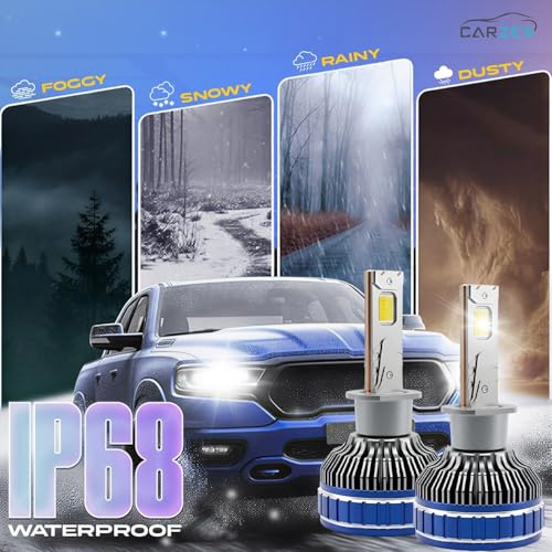 CARZEX Smart AI H1 LED High Beam Headlight Bulbs for Cars, 250W (125 Watts x 2), 18,000 Lumens Super Bright Conversion Kit for Cars, 6500K Cool White, AI App Controlled | Set of 2 | 1 Year Warranty - Image 3