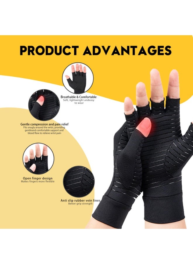 Copper Compression Gloves: Fingerless Arthritis Pain Relief for Carpal Tunnel, Rheumatoid & Tendonitis - Men & Women（XL) - Image 4