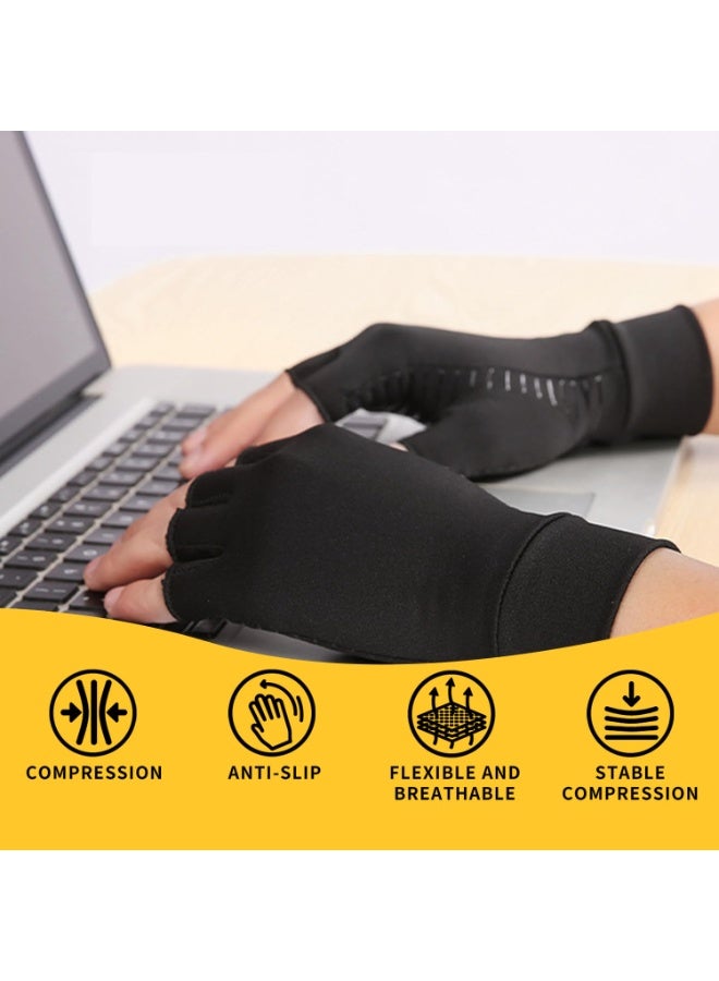 Copper Compression Gloves: Fingerless Arthritis Pain Relief for Carpal Tunnel, Rheumatoid & Tendonitis - Men & Women（XL) - Image 5