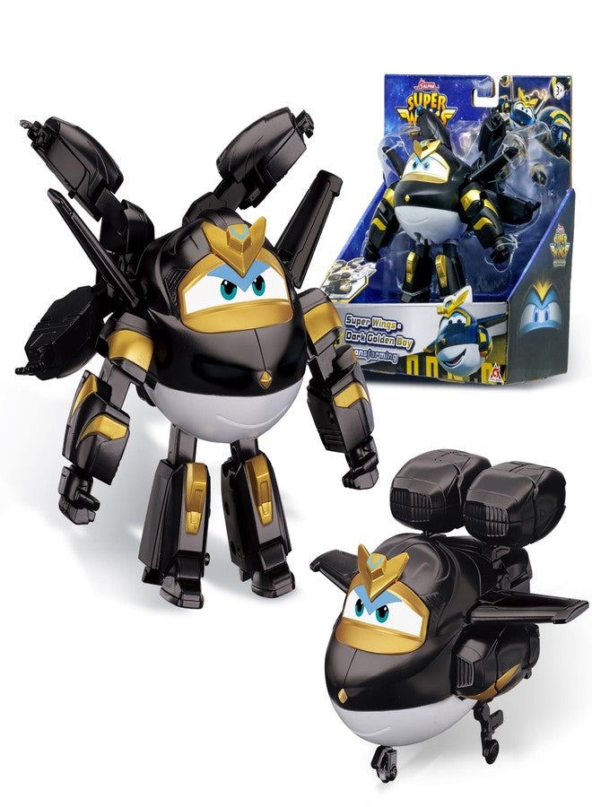 Super Wings Transformable Toys, 5 in Dark Golden Boy Airplane Robot Toy - Image 1