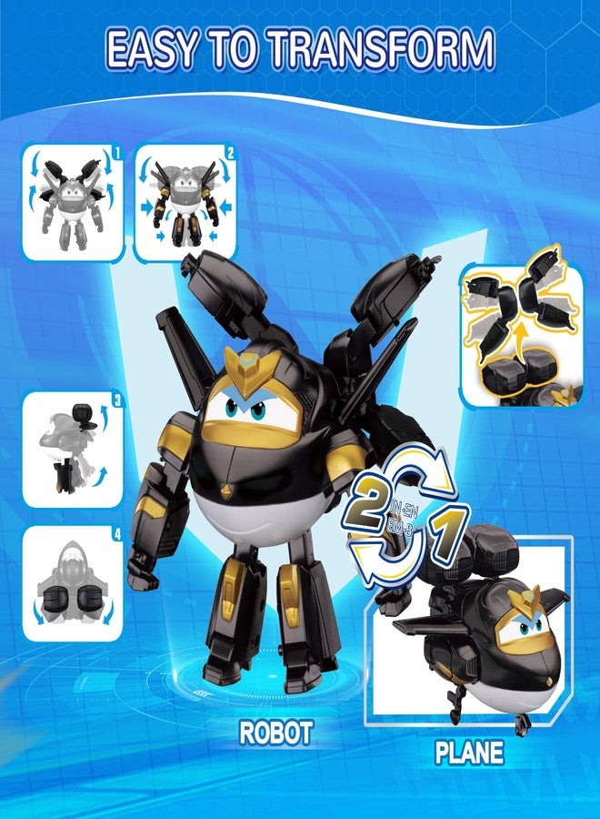 Super Wings Transformable Toys, 5 in Dark Golden Boy Airplane Robot Toy - Image 4