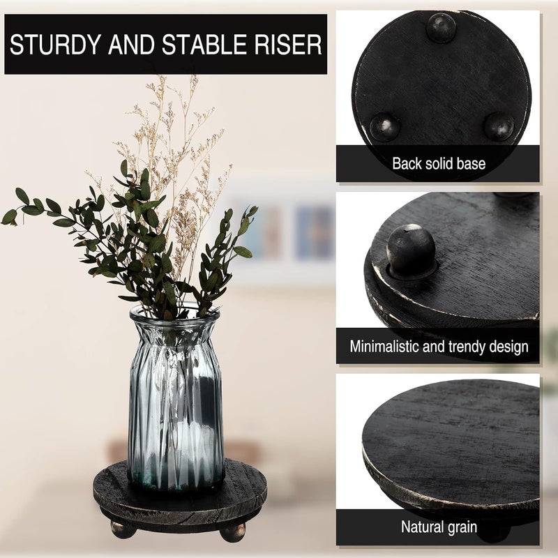 Amyhill 3 Pcs 8/6/4 Inch Wooden Risers for Display Wood Pedestal Stand Mini Tray Stand Round Wooden Pedestal Holder Rustic Riser for Decor Tiered Tray Decor Home Kitchen(Black) - Image 4