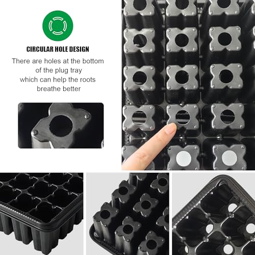 RooTrimmer 54 Cell Seed Starter Trays, 2.8" Deep Plug Tray Seedling for 1015 Nursery Tray, Super Thick Reusable Trays for Easy Transplantation (11.14inch ×14.6 inch, 5-Pack) - Image 5