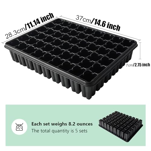 RooTrimmer 54 Cell Seed Starter Trays, 2.8" Deep Plug Tray Seedling for 1015 Nursery Tray, Super Thick Reusable Trays for Easy Transplantation (11.14inch ×14.6 inch, 5-Pack) - Image 3