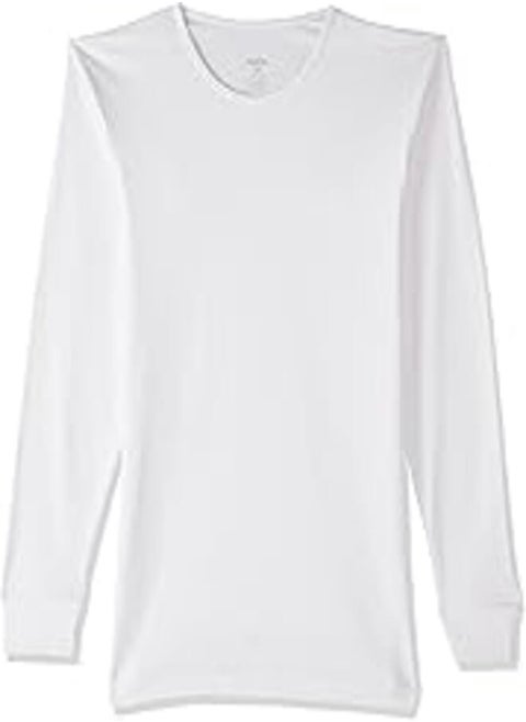 Cool mens 340 plain long sleeves round neck undershirt for men, white, medium