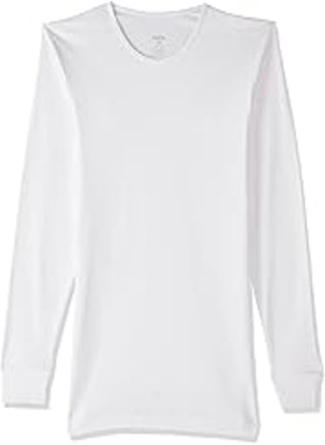 Cool Cool mens 340 plain long sleeves round neck undershirt for men, white, medium 