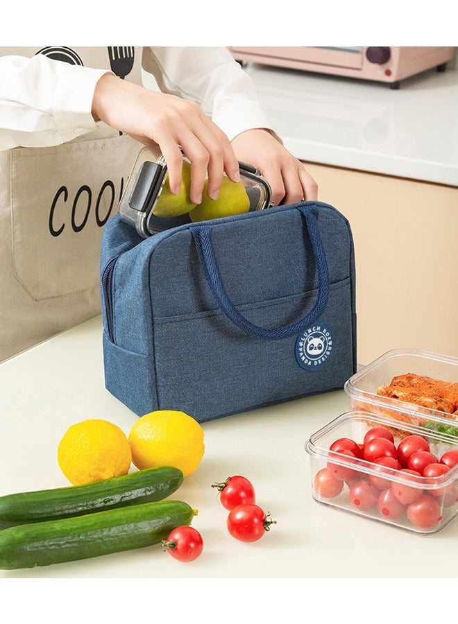 Large Capacity Waterproof Portable Lunch Box Bag, Blue - Image 1