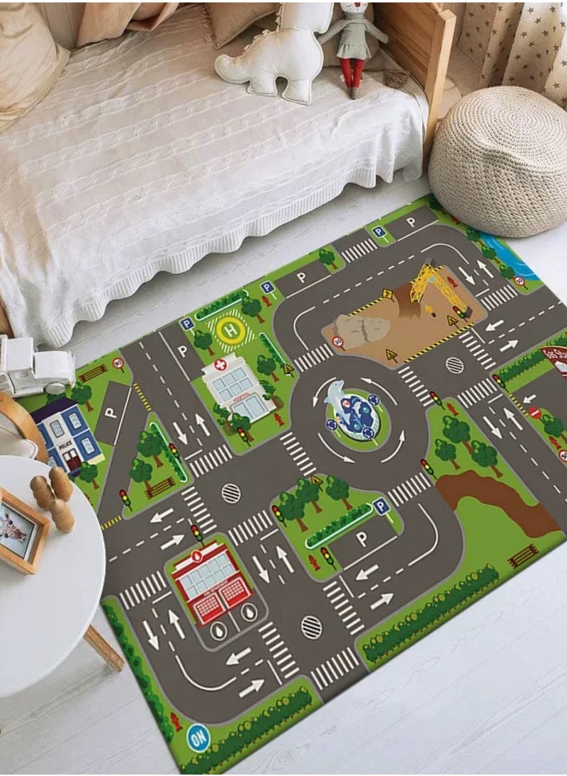 AL-WAHA AL-ZHABIA Kids Rug Educational Play Rug 160x120cm Traffic Road Kids Play Car Mat Large Learning Play Game Area Rug Kids Carpet for Playroom Living Room Nursery Room Decor  - Image 2