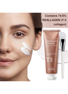T3 Collagen Pestlo Mask, Baby Collagen Glow Mask, T3 Collagen Hydrate and Moisturize Mask, Pore Tightening Mask Anti-Wrinkle Skin Care, Collagen Wrapping Mask, Firming Skin Elasticity (70ml)