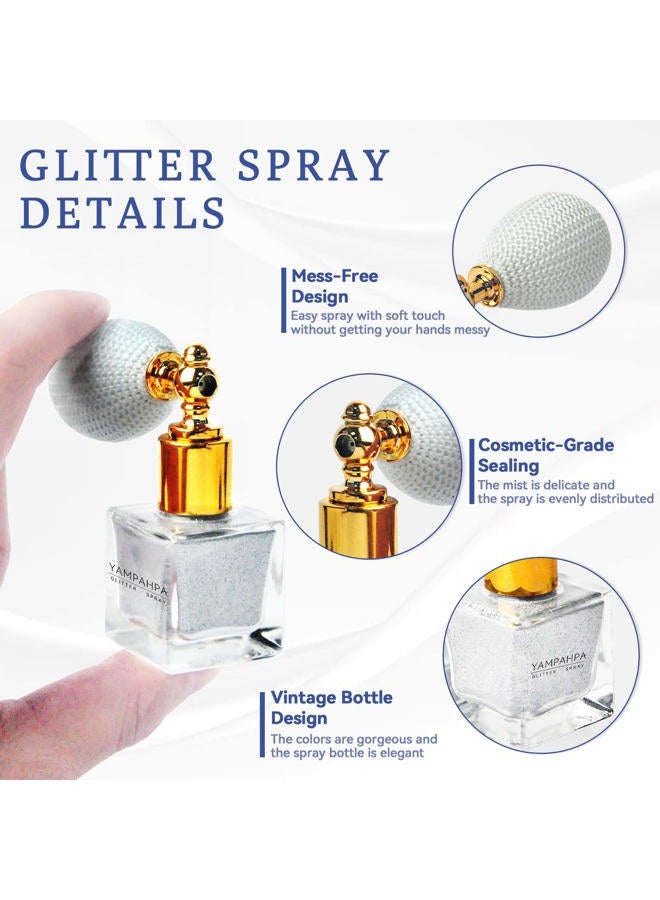 Yampahpa Vintage Body Glitter Spray, Silver Glitter Spray for Hair and Body Glitter Makeup, Extra Fine Hair Glitter for Rave Nail Christmas Craft Clothes, Include 1 Jar of Refills - Image 4