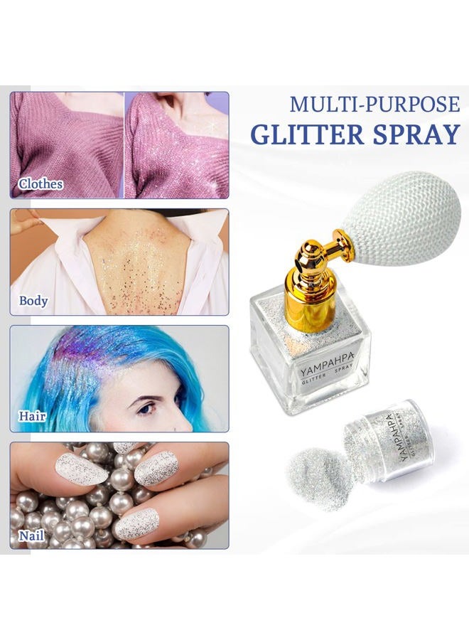 Yampahpa Vintage Body Glitter Spray, Silver Glitter Spray for Hair and Body Glitter Makeup, Extra Fine Hair Glitter for Rave Nail Christmas Craft Clothes, Include 1 Jar of Refills - Image 5