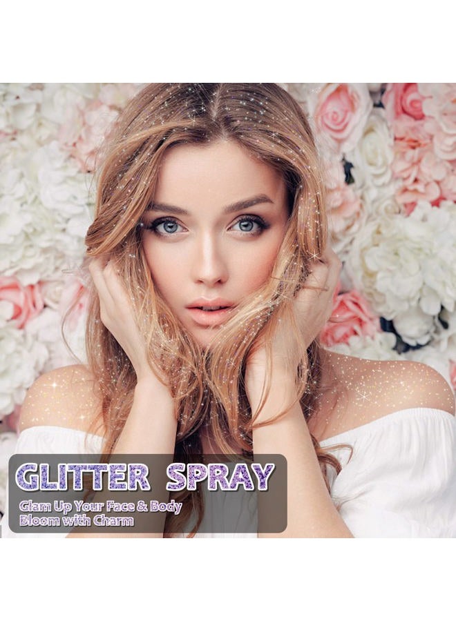 Yampahpa Vintage Body Glitter Spray, Silver Glitter Spray for Hair and Body Glitter Makeup, Extra Fine Hair Glitter for Rave Nail Christmas Craft Clothes, Include 1 Jar of Refills - Image 2
