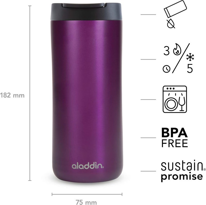 Aladdin Leak-Lock™ Thermavac Stainless Steel Mug 0.35L Purple - Leakproof and Insulated - Image 3