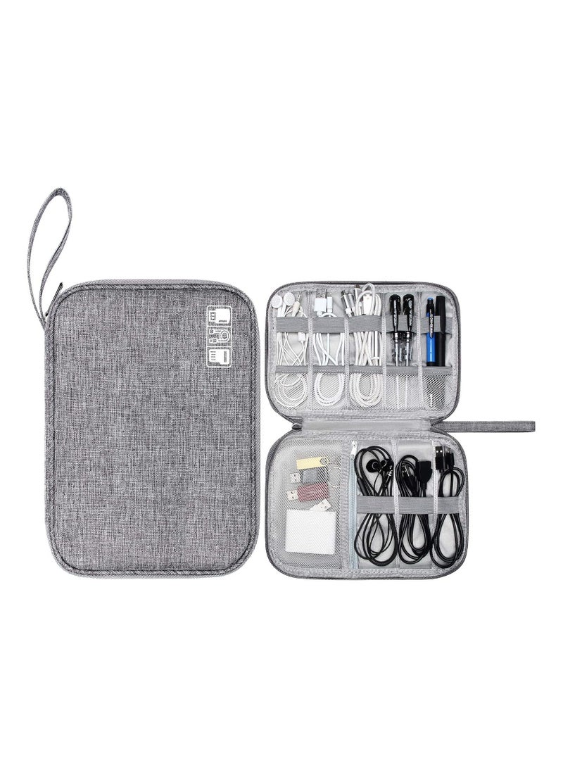 يوميم حقيبة تنظيم إلكترونية للسفر، حقيبة تنظيم الكابلات، حقيبة تخزين رقمية محمولة للملحقات الإلكترونية، كابلات USB، بنك الطاقة، بطاقة SD، رمادي - Image 1