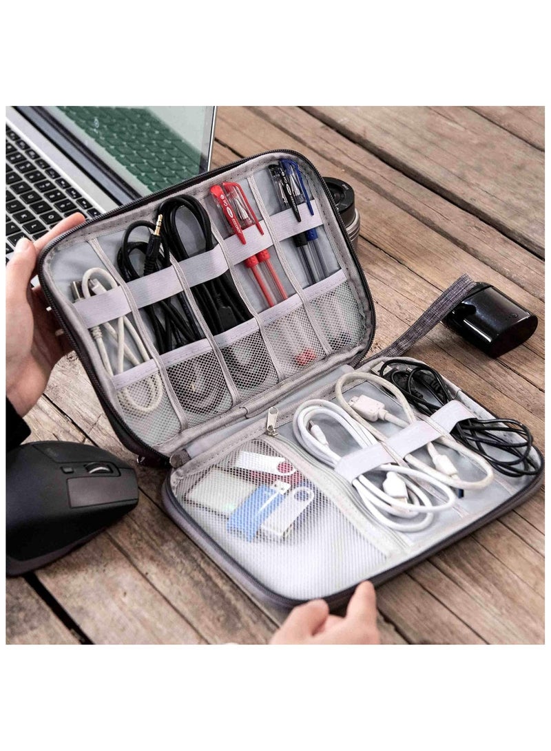 يوميم حقيبة تنظيم إلكترونية للسفر، حقيبة تنظيم الكابلات، حقيبة تخزين رقمية محمولة للملحقات الإلكترونية، كابلات USB، بنك الطاقة، بطاقة SD، رمادي - Image 5