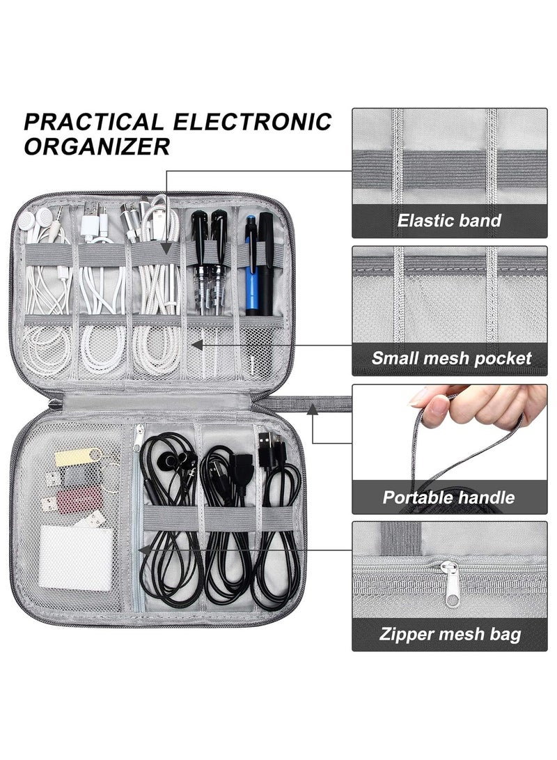 يوميم حقيبة تنظيم إلكترونية للسفر، حقيبة تنظيم الكابلات، حقيبة تخزين رقمية محمولة للملحقات الإلكترونية، كابلات USB، بنك الطاقة، بطاقة SD، رمادي - Image 4