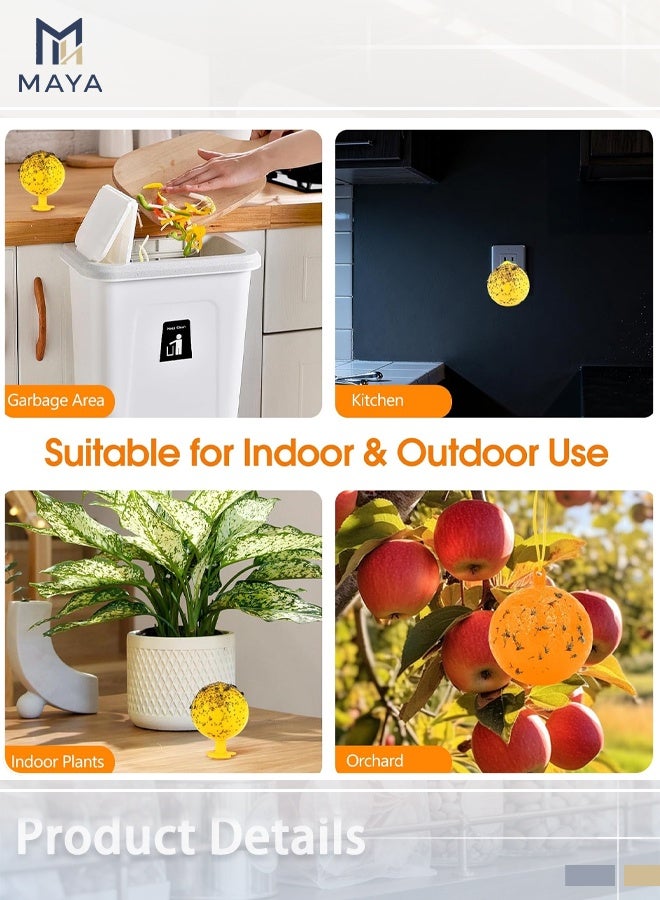 Maya 4-Pcs Glue Trap Fly Catchers, LED Light Yellow Ball with Strong Adhesive, Eco-Friendly Outdoor & Indoor Insect Trap for Mosquitoes, Wasps, Fruit Flies, Upgraded Non-Toxic Design - Image 3