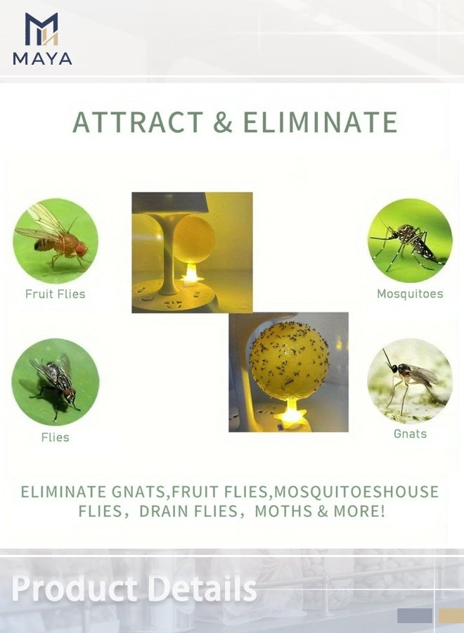 Maya 4-Pcs Glue Trap Fly Catchers, LED Light Yellow Ball with Strong Adhesive, Eco-Friendly Outdoor & Indoor Insect Trap for Mosquitoes, Wasps, Fruit Flies, Upgraded Non-Toxic Design - Image 4