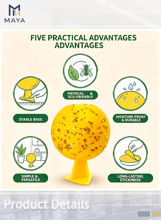 Maya 4-Pcs Glue Trap Fly Catchers, LED Light Yellow Ball with Strong Adhesive, Eco-Friendly Outdoor & Indoor Insect Trap for Mosquitoes, Wasps, Fruit Flies, Upgraded Non-Toxic Design - Image 2