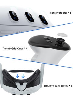 AOLION for Meta Quest 3 Accessories, Protective Shell Cover Compatible with Oculus Quest 3, VR Accessories Included Transparent Shell Cover, Lens Tempered Film, Lens Cover, Joystick Caps  - Image 5