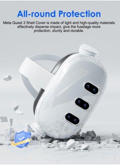 AOLION for Meta Quest 3 Accessories, Protective Shell Cover Compatible with Oculus Quest 3, VR Accessories Included Transparent Shell Cover, Lens Tempered Film, Lens Cover, Joystick Caps  - Image 4