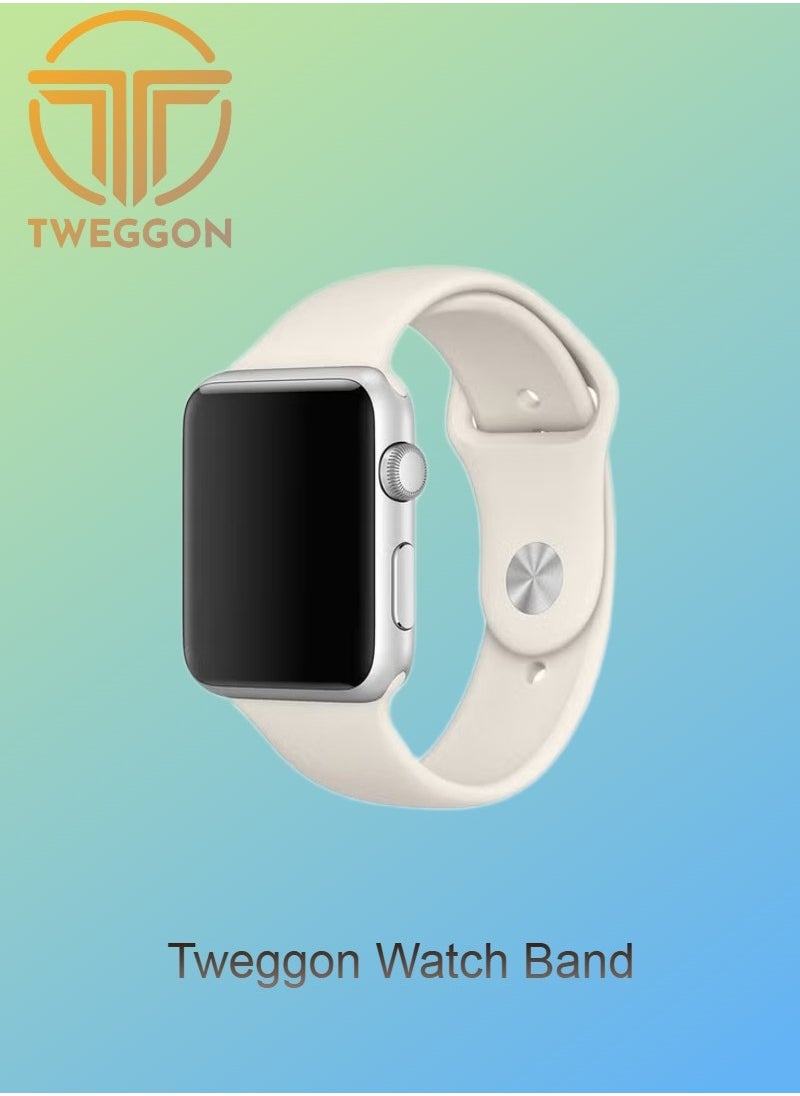 TWEGGON Silicone Sport Band/Strap for Apple Watch All Series Compatible with 42mm(Series 10 42)/41mm/40mm/38mm Starlight  - Image 1