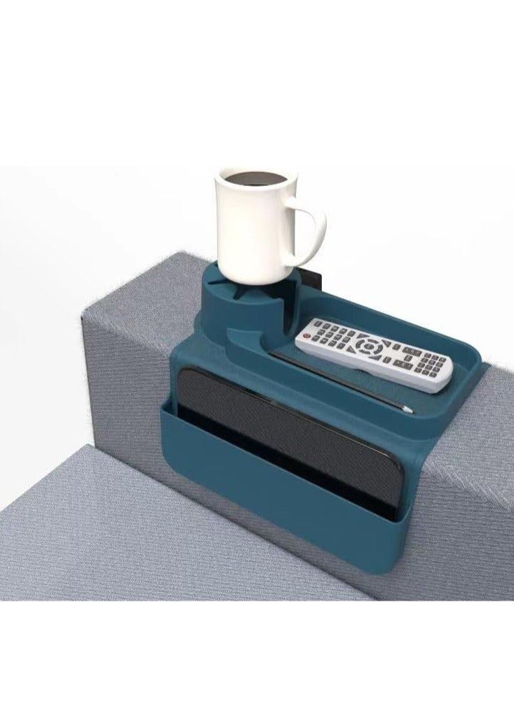 Sofa Armrest Silicone Cup Holder Multifunctional Anti-Slip Tray Tray Weighted Sofa Armrest Table Anti-Spill Sofa Drink Holder Comfortable Sofa Tray, 2 Pack,blue - Image 4