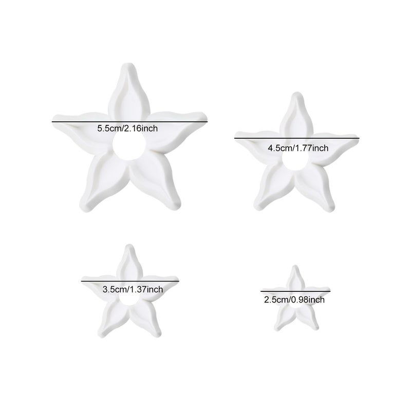 4pcs Fondant Rose Sugar Flower Calyx Cutters Cake Decorating Modelling Tools - Image 3