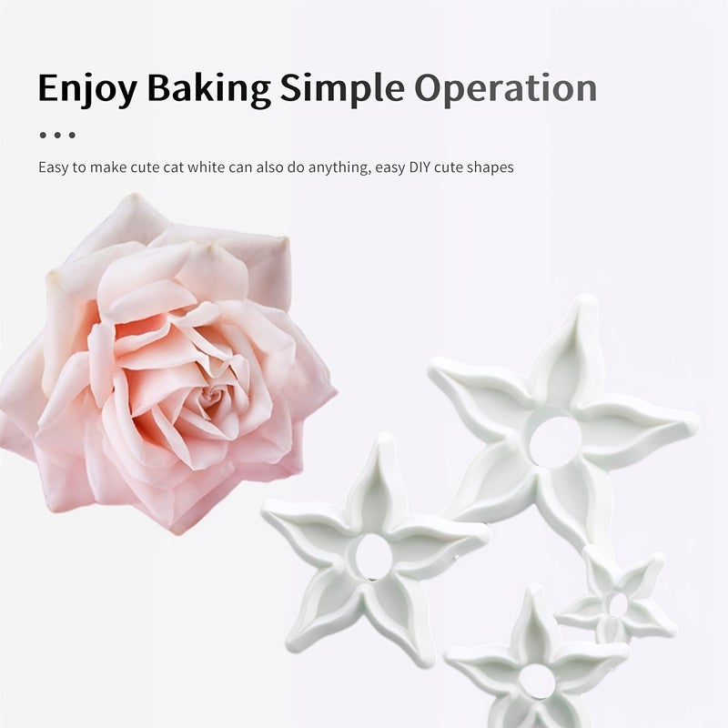 4pcs Fondant Rose Sugar Flower Calyx Cutters Cake Decorating Modelling Tools - Image 5