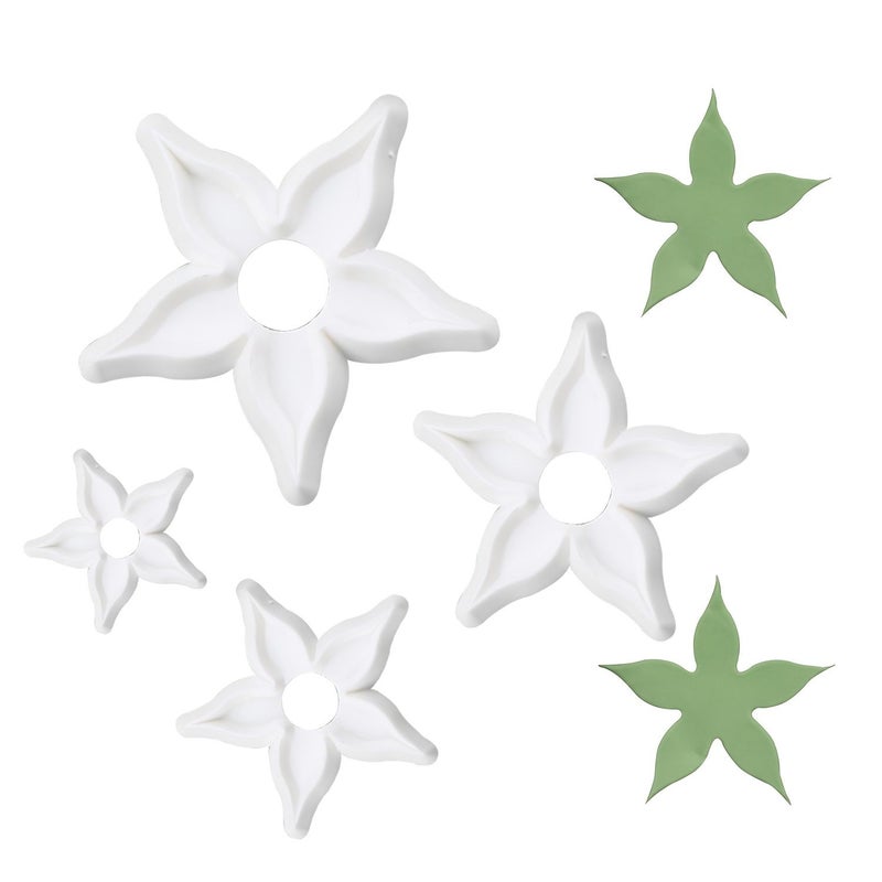 4pcs Fondant Rose Sugar Flower Calyx Cutters Cake Decorating Modelling Tools - Image 1