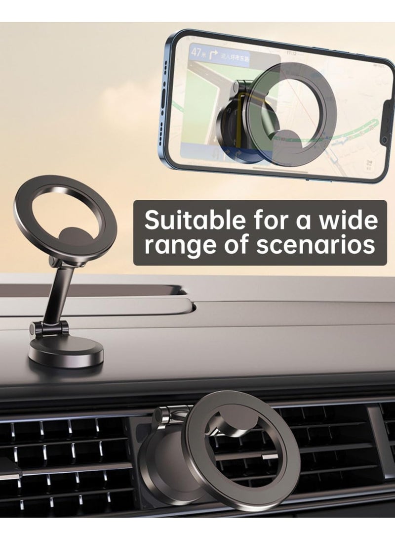 Premium Magnetic Car Phone Holder with 1080° Rotation, Advanced All-Metal Dashboard Phone Mount with Strong Sticking Tape, Ultra-Stable Magnetic Phone Stand for Hands-Free Driving, Compatible with i