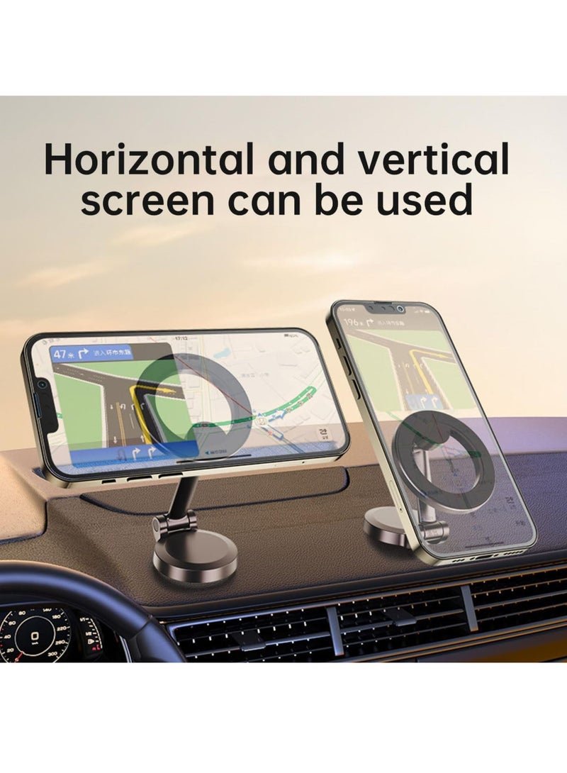 Premium Magnetic Car Phone Holder with 1080° Rotation, Advanced All-Metal Dashboard Phone Mount with Strong Sticking Tape, Ultra-Stable Magnetic Phone Stand for Hands-Free Driving, Compatible with i