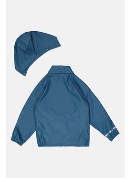 NAME IT Kids Boy 2 Pcs Top And Bottom Rain Suit Set, Slate Blue  - Image 2