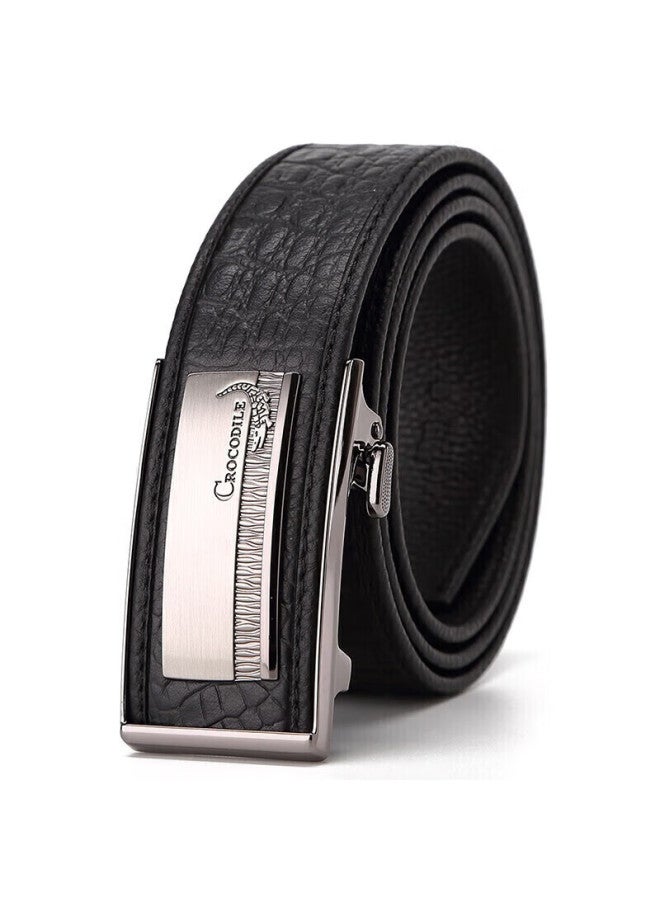 Crocodile T-shirt, Qixi Gift, Inner-wear Belt, Automatic Buckle, Men's Top-grain Leather, Crocodile Pattern Belt, Gift Box For Boyfriend - Image 3