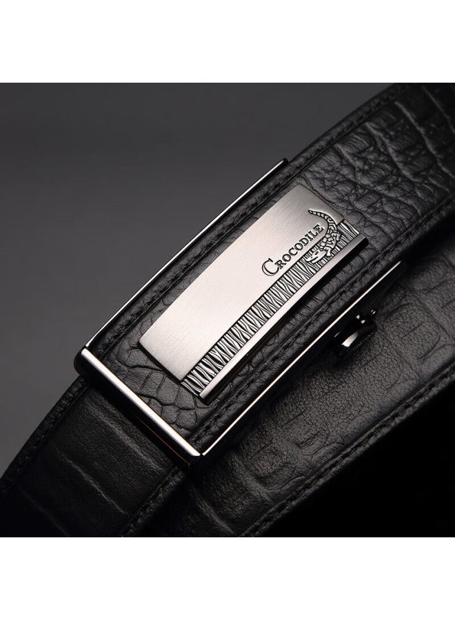Crocodile T-shirt, Qixi Gift, Inner-wear Belt, Automatic Buckle, Men's Top-grain Leather, Crocodile Pattern Belt, Gift Box For Boyfriend - Image 1