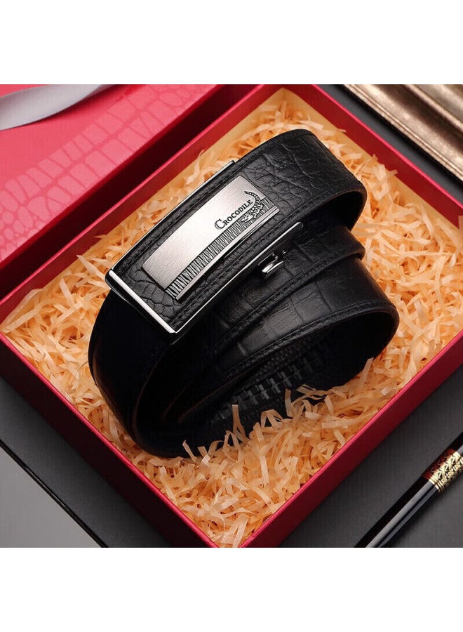 Crocodile T-shirt, Qixi Gift, Inner-wear Belt, Automatic Buckle, Men's Top-grain Leather, Crocodile Pattern Belt, Gift Box For Boyfriend - Image 5