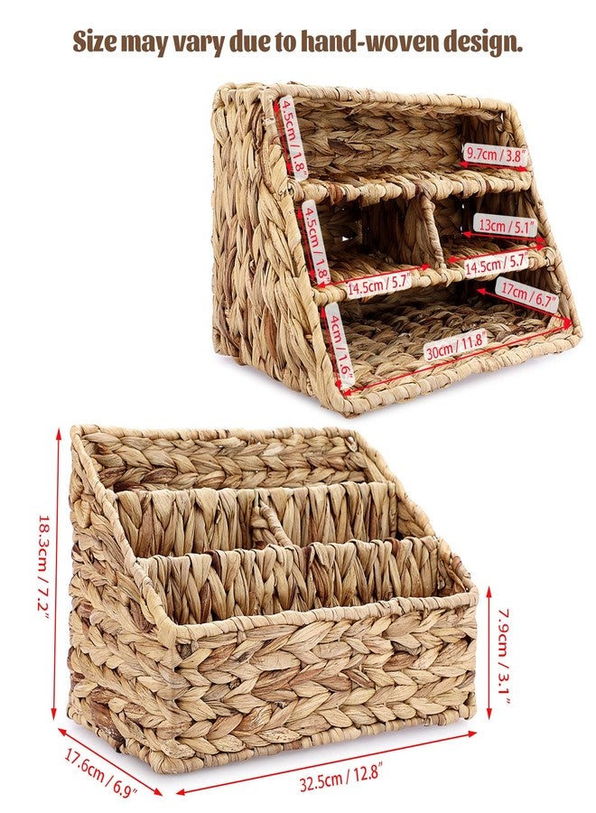 بي تي سكاي سلة تخزين منسوجة ومقسمة من BTSKY، مصنوعة من خوص طبيعي، سلال تخزين عمودية من الخيزران، 4 أقسام، رف فرز لوازم المكتب المنزلي - Image 4